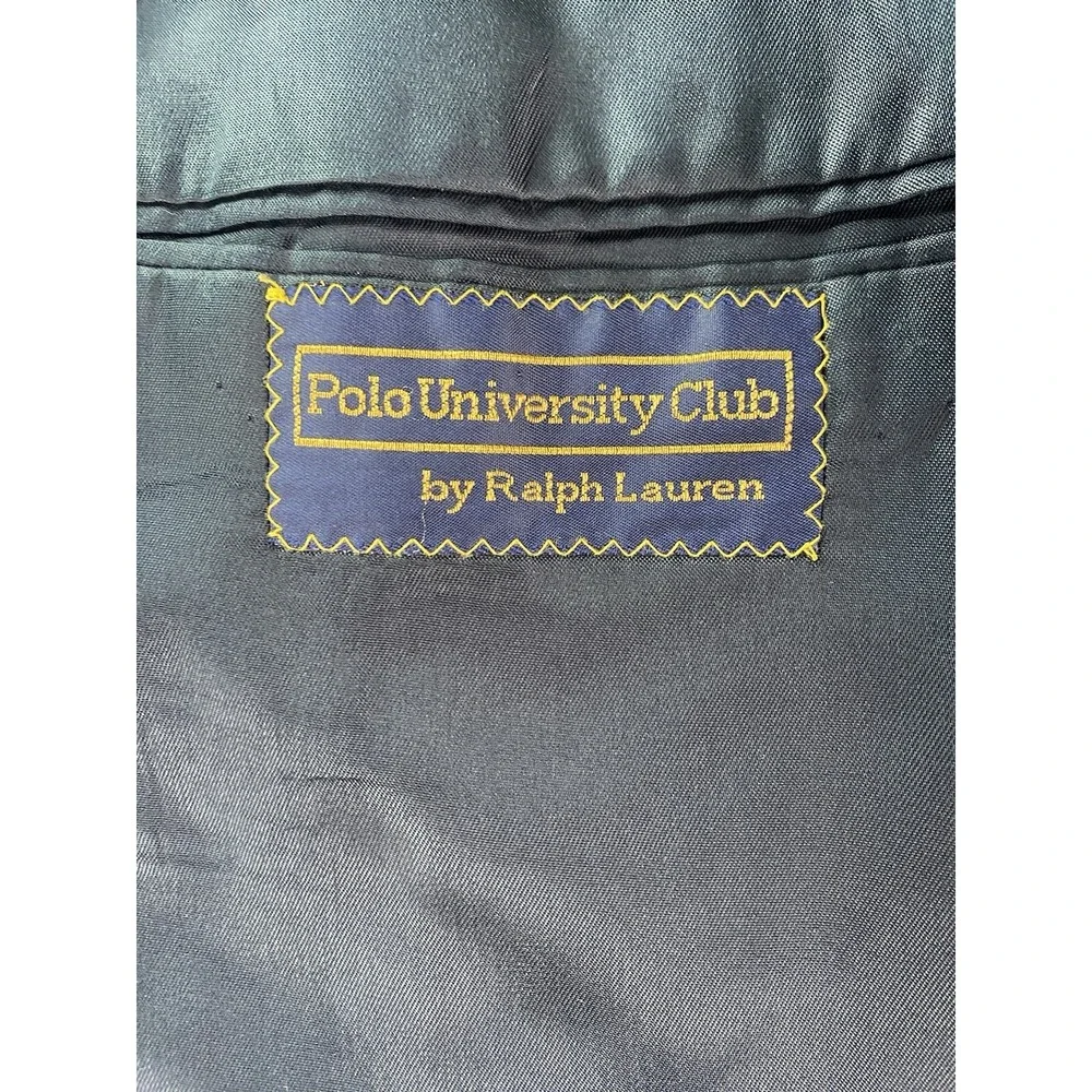 Polo University Club Suit Jacket 42 R Gray Wool Windowpane Ralph Lauren 90s USA